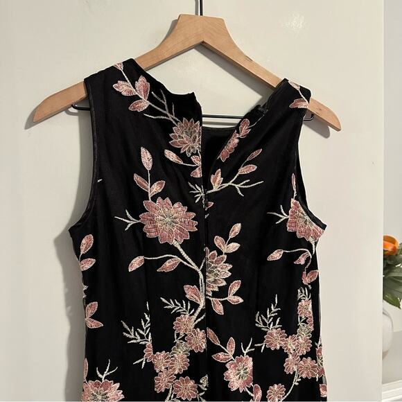 Jessica Howard Black Pink Gold Floral Embroidered Mini Dress 6 - Picture 6 of 10